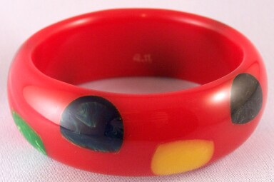 AB16 Pantti red/half dots bangle